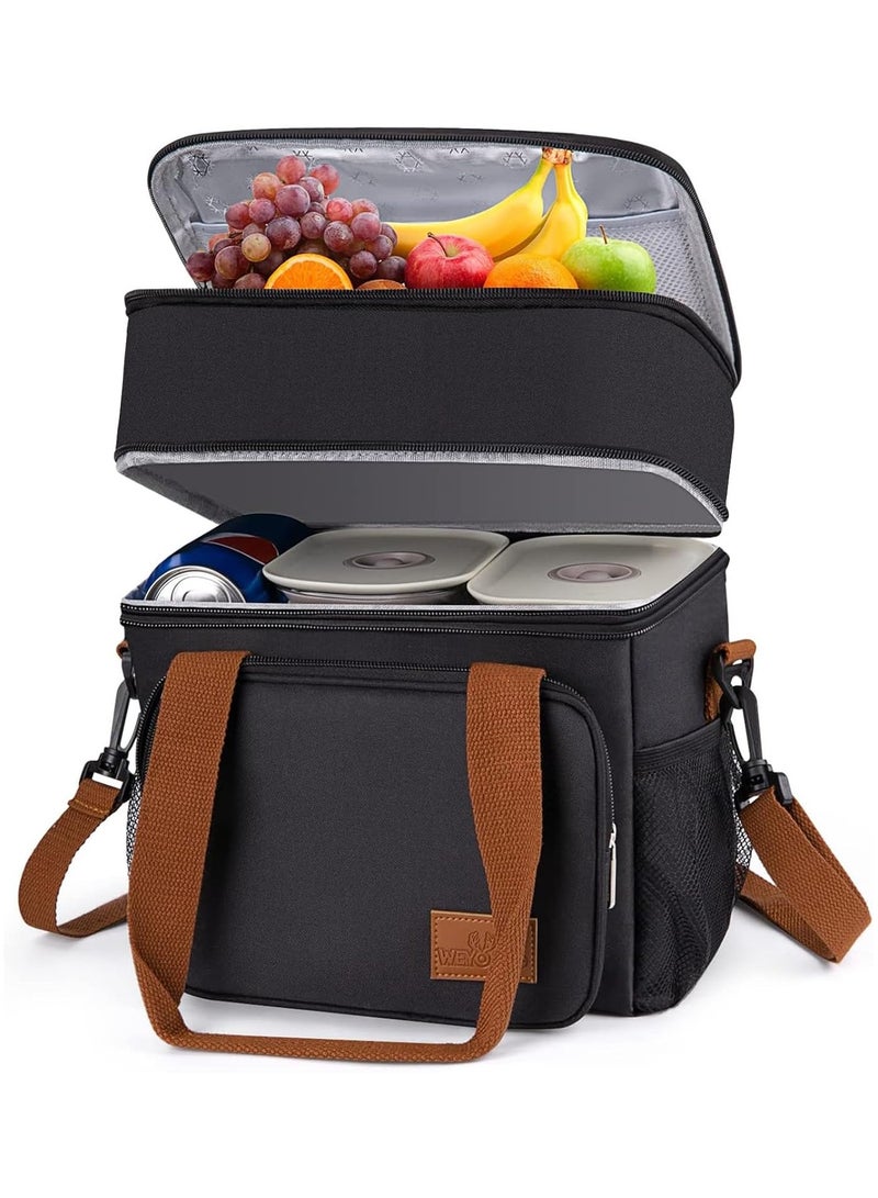 Large Lunch Bag, Expandable Waterproof Tiffin Bag for Office,Oxford Insulated Lightweight Lunch Box Bag Fresh-keeping Bag for Work, School and Picnic(12.5L)  - Image 1