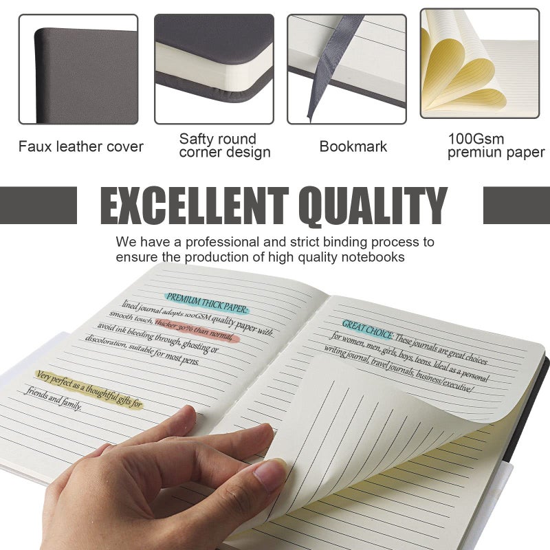 EMOMAS Lined Journal Notebook â€“ Hardcover Notebook for Men & Women â€“ Journals for Writing, Work, School, Home & Daily Notes, 160 Pages â€“ Medium A5, 5.7"x8", 100 gsm Thick Paper (Dark Gray)â€‹ - Image 3