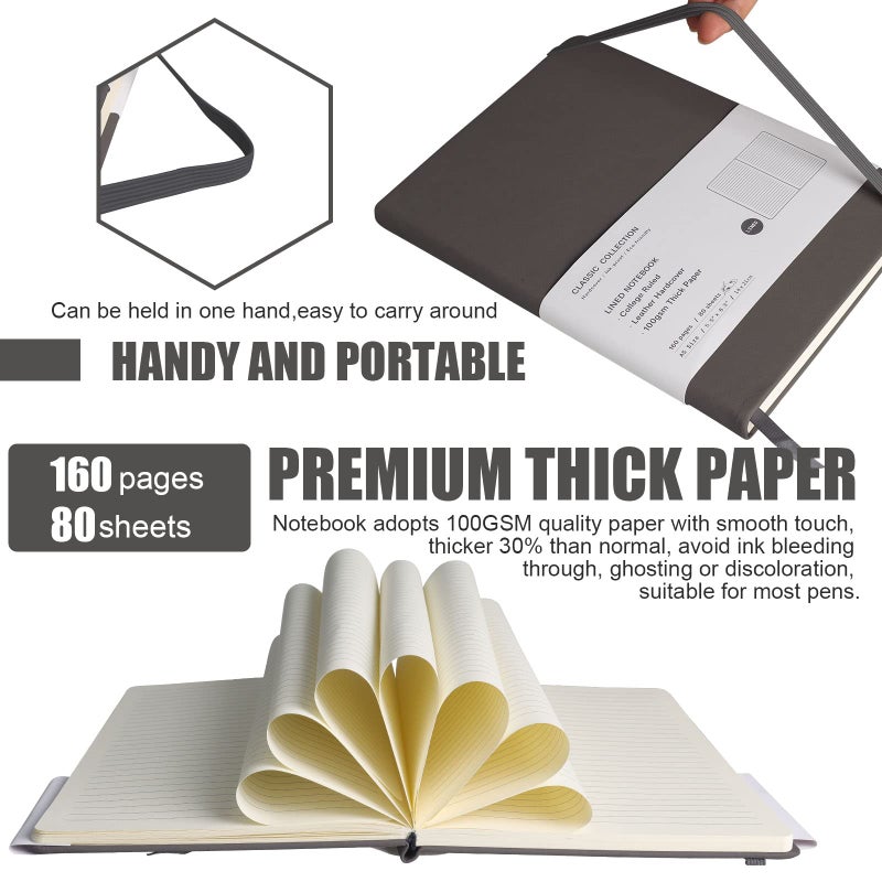 EMOMAS Lined Journal Notebook â€“ Hardcover Notebook for Men & Women â€“ Journals for Writing, Work, School, Home & Daily Notes, 160 Pages â€“ Medium A5, 5.7"x8", 100 gsm Thick Paper (Dark Gray)â€‹ - Image 5