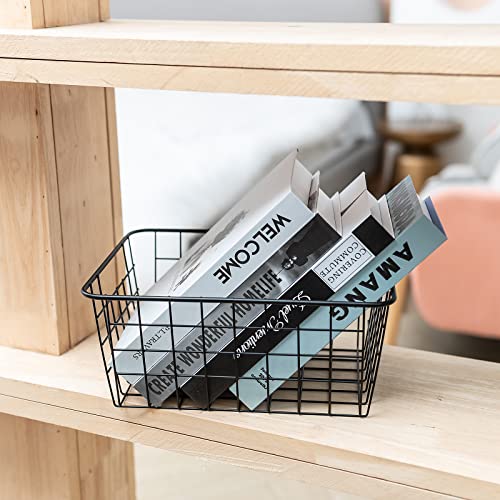 JUNCHU CHERRY Wire Kitchen Storage Basket 2 Packs,Perfect Pantry Organization Accessories Basket,Laundry,Countertop Organization,Suitable for Kitchen,Bathroom,Bedroom,Tabletop,Stackable,Black - Image 5