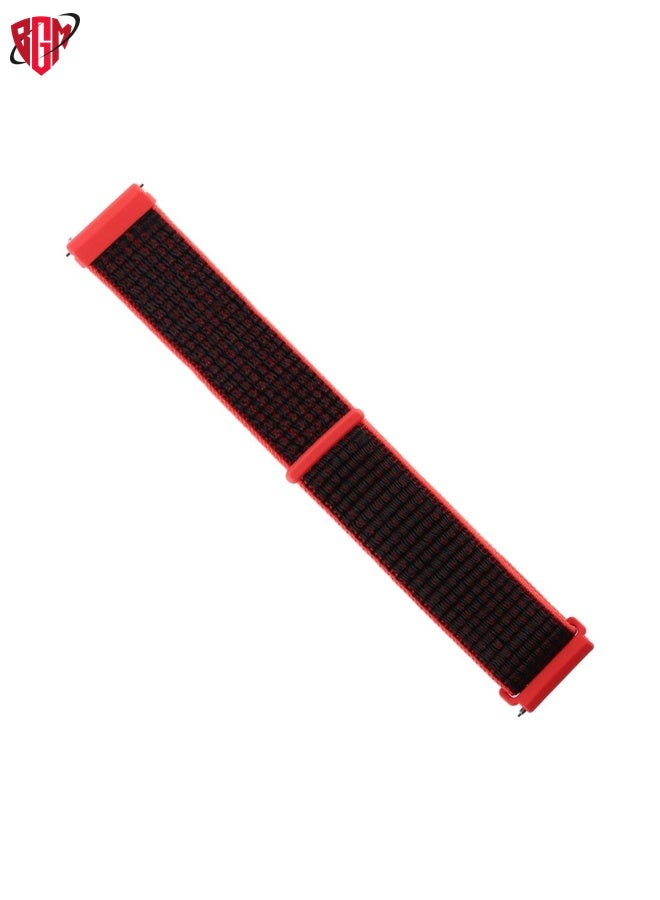 BGM Watch Band Strap For Fitbit Versa / Versa 2 Nylon Watch Band with Hook and Loop Fastener(Black Red)  - Image 3