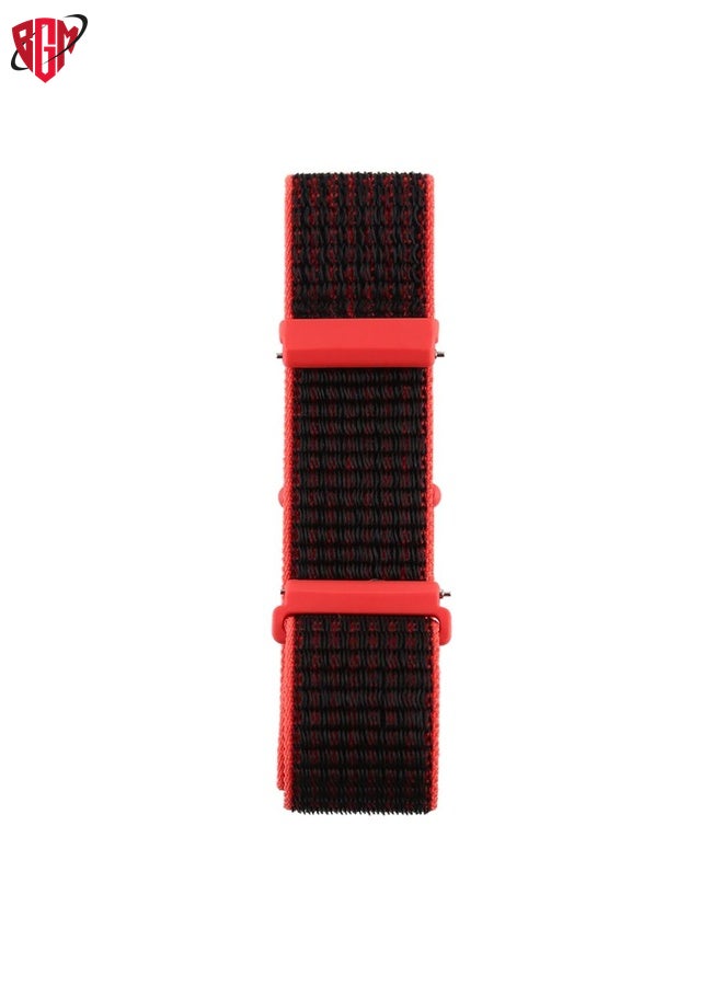 BGM Watch Band Strap For Fitbit Versa / Versa 2 Nylon Watch Band with Hook and Loop Fastener(Black Red)  - Image 2