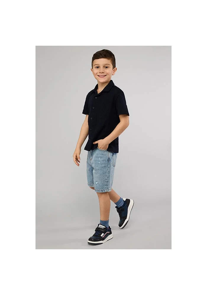 أر أند بي Washed Denim Shorts with Button Closure