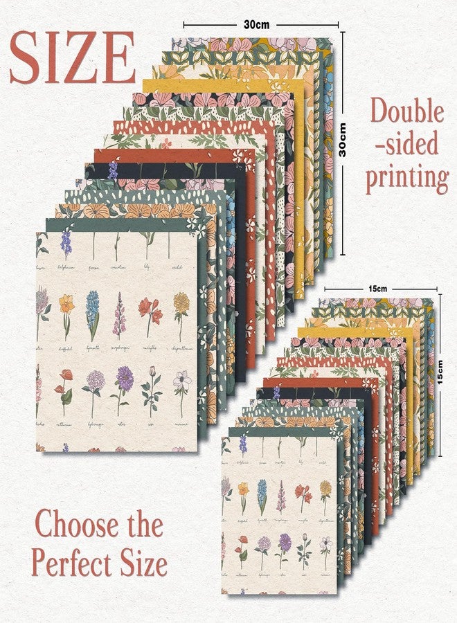 Whaline 30 Sheets Flower Garden Pattern Paper Vintage Botanic Scrapbook Specialty Paper Double Sided Floral Decorative Craft Papers For DIY Card Making Photo Album Decor, 6 x 6 Inch - Image 2
