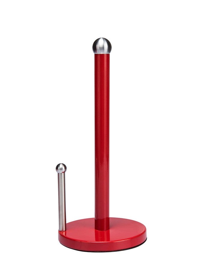 Kitchen Details Countertop Single Tear Paper Towel Holder, Free Standing, Weighted Bottom, Holds Large Rolls, Dispenser Bar Prevents Unraveling, Red - Image 1