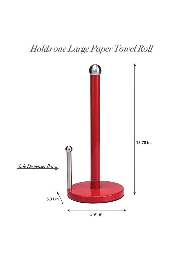 Kitchen Details Countertop Single Tear Paper Towel Holder, Free Standing, Weighted Bottom, Holds Large Rolls, Dispenser Bar Prevents Unraveling, Red - Image 5