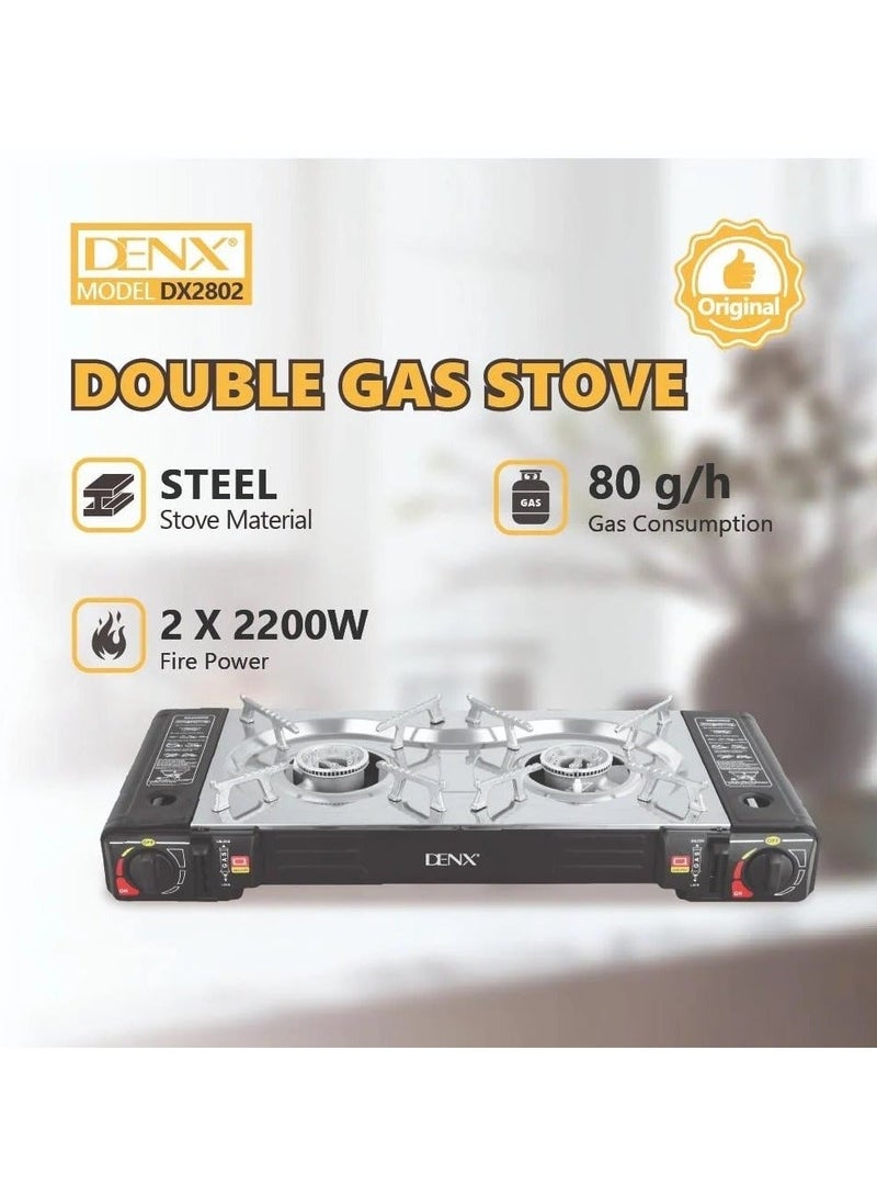 Denx 2 Burner Portable Gas Stove for Travel and Camping - Image 1