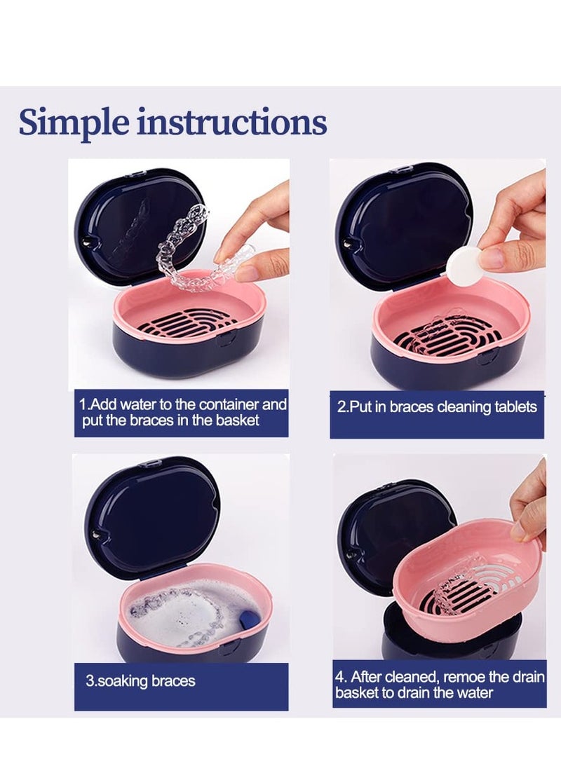 Denture Case Denture Bath Box for Traveling Perfectly Denture Cup Clean Care for Retainer Mouth Guard Denture for Cleaning Household Office