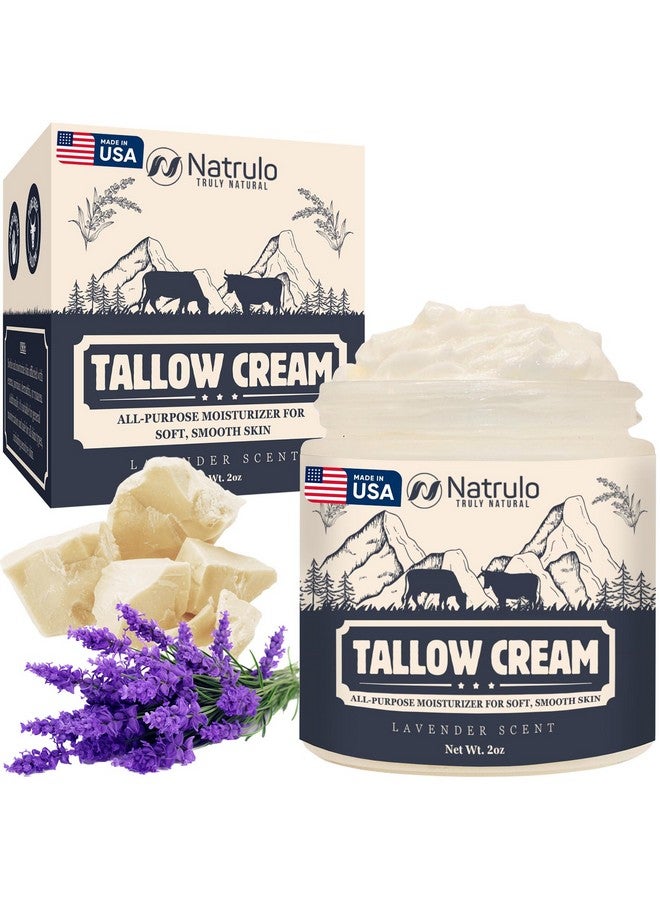 Natrulo Beef Tallow Cream - All Natural Grass Fed Beef Tallow and Honey All Purpose Balm - Moisturizing Face and Body Lotion for Eczema, Cracked, Dry, Itchy, Irritated Skin - Skin Repair Skincare Made in USA - Image 1