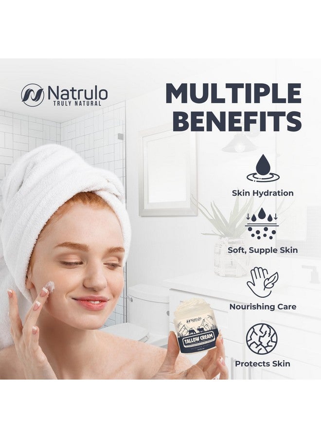 Natrulo Beef Tallow Cream - All Natural Grass Fed Beef Tallow and Honey All Purpose Balm - Moisturizing Face and Body Lotion for Eczema, Cracked, Dry, Itchy, Irritated Skin - Skin Repair Skincare Made in USA - Image 3