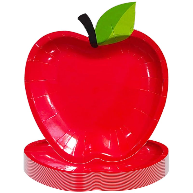 Gansita 50Pcs Back to School Red Apple Paper Plates First Day of School Red Apple Shape Paper Plates School Season Disposable Tableware Dinnerware for Back to School Party Supplies and Table Decoration - Image 1