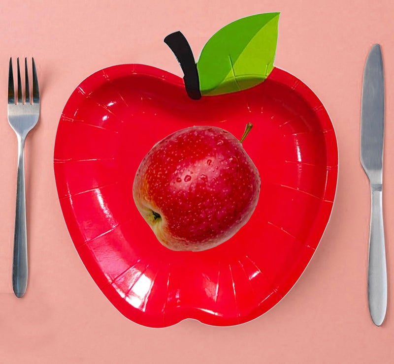Gansita 50Pcs Back to School Red Apple Paper Plates First Day of School Red Apple Shape Paper Plates School Season Disposable Tableware Dinnerware for Back to School Party Supplies and Table Decoration - Image 4