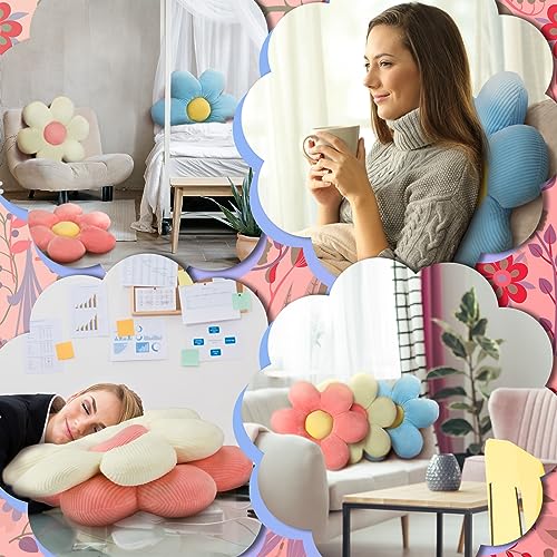 Sratte 3 Pcs Flower Pillows Flower Shaped Throw Pillow Cute Daisy Pillow Seating Cushions for Adults Home Bedroom Sofa Chair Couch Decor(Multicolored,16") - Image 5