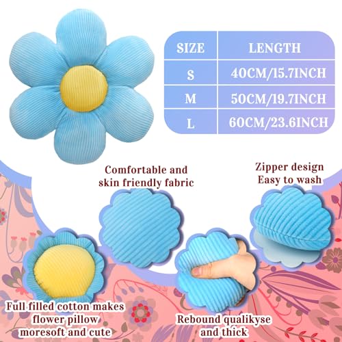 Sratte 3 Pcs Flower Pillows Flower Shaped Throw Pillow Cute Daisy Pillow Seating Cushions for Adults Home Bedroom Sofa Chair Couch Decor(Multicolored,16") - Image 4