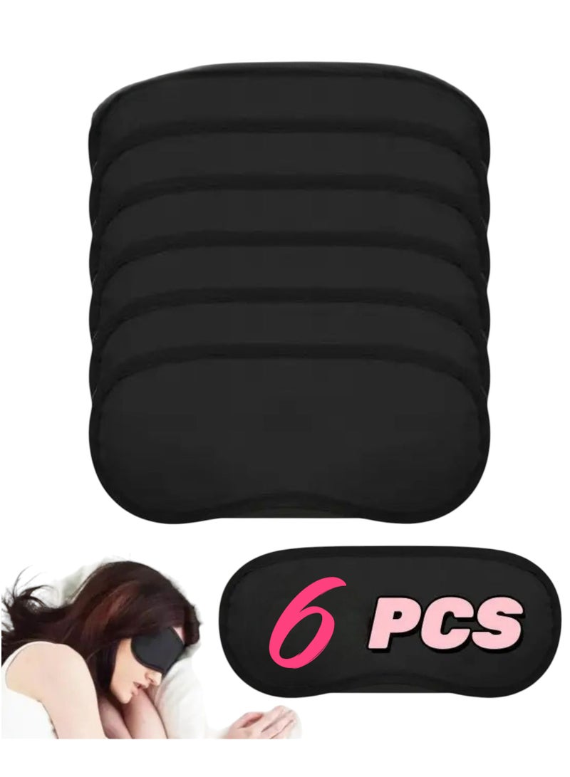 Generic 6 pieces of eye masks for sleeping or another name for sleeping glasses, soft and padded, made of polyester, black color, with an elastic strap. It is a special eye mask for sleeping or napping in the middle of the day. Suitable for use while traveling on a plane, car, or ship, or when relaxing or napping on the beach in the sun, or during a daytime nap on the living room sofa in a bright place. You may also give it as a gift to someone you love - Image 1