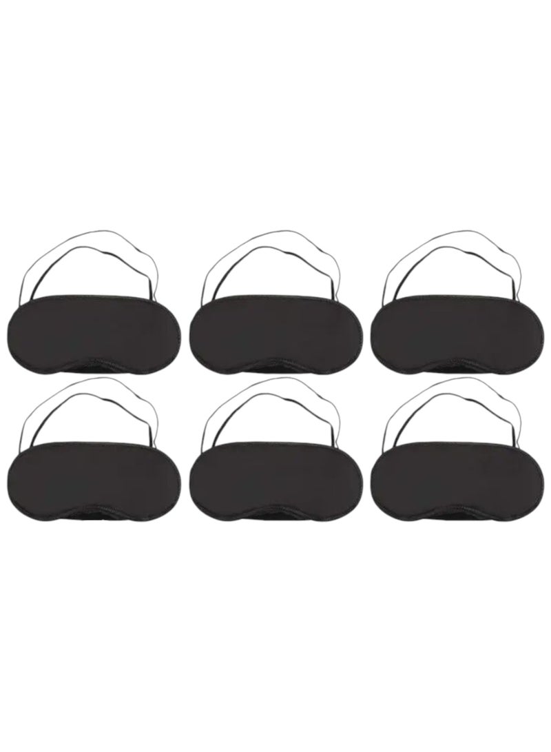 Generic 6 pieces of eye masks for sleeping or another name for sleeping glasses, soft and padded, made of polyester, black color, with an elastic strap. It is a special eye mask for sleeping or napping in the middle of the day. Suitable for use while traveling on a plane, car, or ship, or when relaxing or napping on the beach in the sun, or during a daytime nap on the living room sofa in a bright place. You may also give it as a gift to someone you love - Image 2