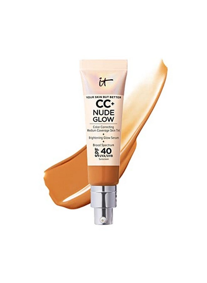 IT COSMETICS Cc+ جلو Nude خفيف الوزن كريم أساس + سيروم جلو مع واقي شمس 40 مع نياكيناميد حمض الهيالورونيك و مستخلص الشاي الأخضر تان ريتش 1.08 أونصة سائلة - Image 1