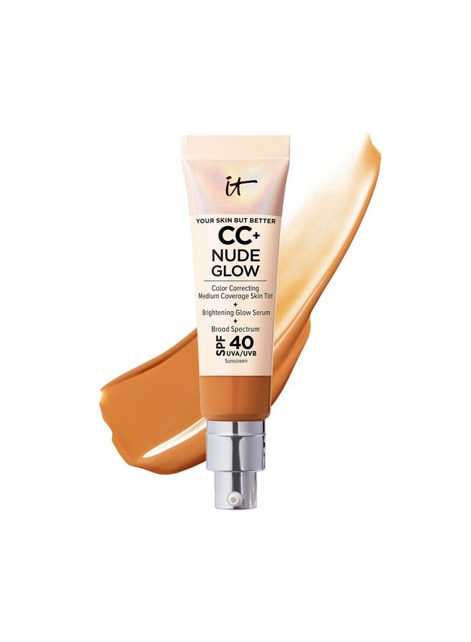 IT COSMETICS Cc+ جلو Nude خفيف الوزن كريم أساس + سيروم جلو مع واقي شمس 40 مع نياكيناميد حمض الهيالورونيك و مستخلص الشاي الأخضر تان ريتش 1.08 أونصة سائلة - Image 2