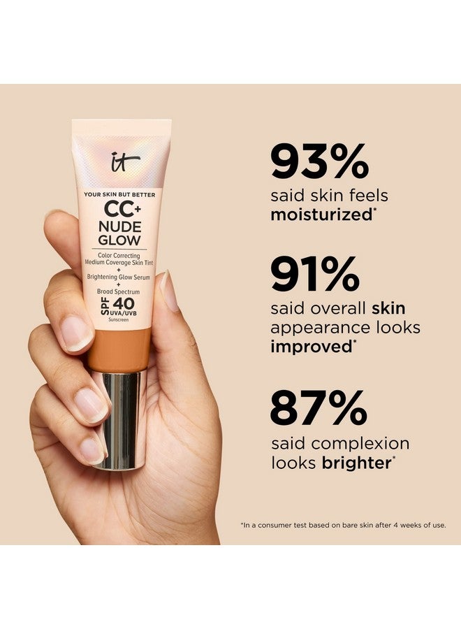IT COSMETICS Cc+ جلو Nude خفيف الوزن كريم أساس + سيروم جلو مع واقي شمس 40 مع نياكيناميد حمض الهيالورونيك و مستخلص الشاي الأخضر تان ريتش 1.08 أونصة سائلة - Image 5