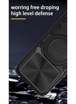 لـ Honor X5C / X5C Plus 4G Case, غطاء عدسة الكاميرا الشريحة, حامل الحلقة المغناطيسية الركض حالة الهاتف الوقائي لـ Honor X5C / X5C Plus 4G, أسود - view 4
