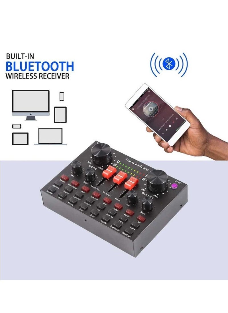 ELTRAZONE V8S Live Sound Card Bluetooth Audio Mixer – All-in-One Portable Voice Changer with 16 Sound Effects, Studio-Quality Streaming Audio Interface for Live Broadcast, Podcasting, Singing, Gaming, and Voice Recording with Mobile & PC Compatibility  - Image 3