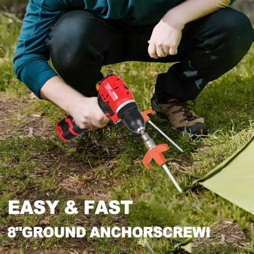 YIYAO 12 Pack Screw in Tent Stakes Heavy Duty,8 ’’ Ground Anchors Screw in,Metal Stakes with Hex Head Driver and Sturdy Storage Box. (12, Orange) - Image 5