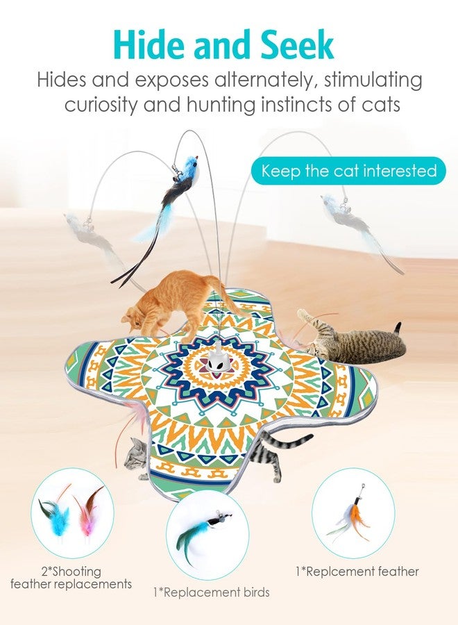 Temracha Interactive Cat Toy, Rechargeable Cat Toys for Indoor Cats, Automatic Cats Chasing Toy, Hide & Seek, 2 Modes, Self-Holding Suction Base, 3-in-1 Feather Toys with 1 Teaser Pole, 4 Replacements - Image 3