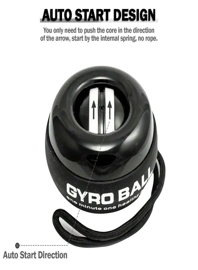4MYL Gyro Ball Wrist Exerciser with Auto Start Power Ball - Gyroscopic Hand Grip Trainer for Forearm, Wrist, Finger & Arm Strength Training, Fitness, Sports & Physiotherapy (Black) - Image 2
