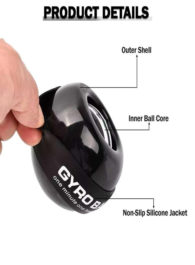 4MYL Gyro Ball Wrist Exerciser with Auto Start Power Ball - Gyroscopic Hand Grip Trainer for Forearm, Wrist, Finger & Arm Strength Training, Fitness, Sports & Physiotherapy (Black) - Image 4