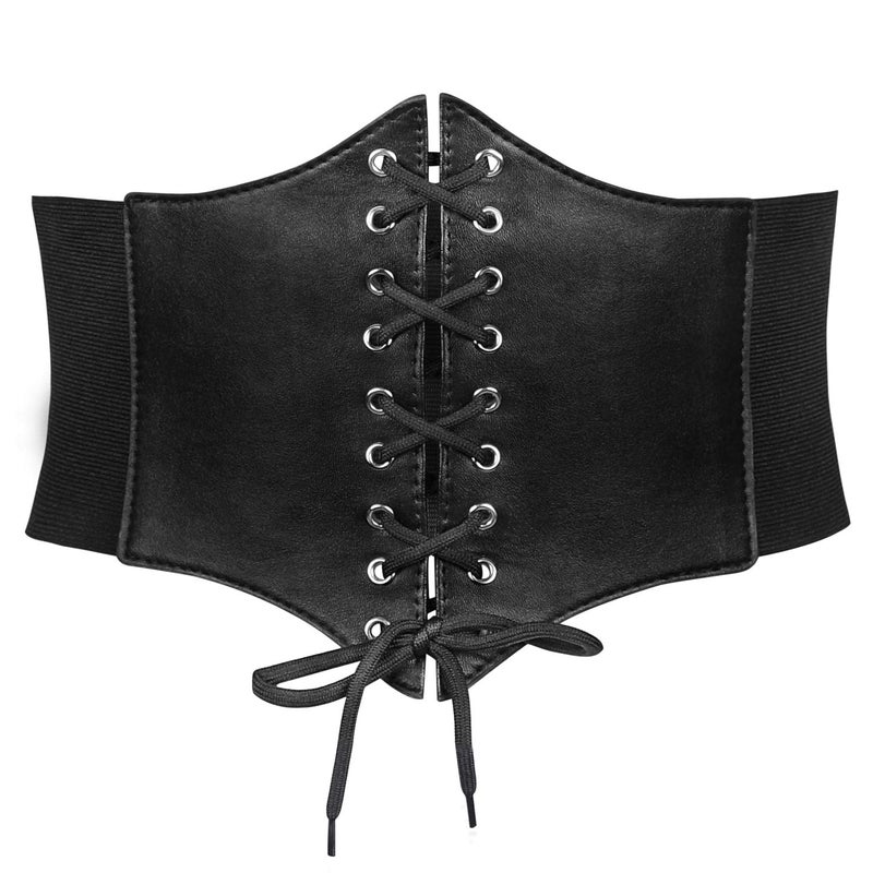 JASGOOD Women’s Elastic Costume Waist Belt Lace-up Tied Waspie Halloween Corset Belts for Women - Image 2