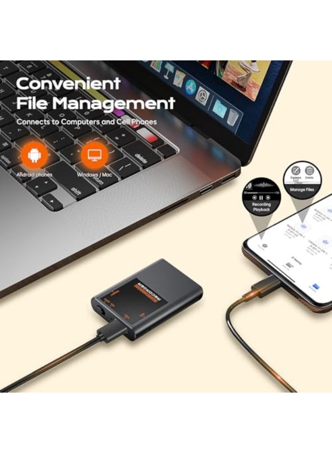 AL RAID 64GB Voice Activated Recorder - 3072Kbps Voice Recorder with AI Noise Cancellation, Tap Recording Device with Playback for Lectures, Meetings, Intervie, 7000 Hours Digital Voice Recorders for Work - Image 4