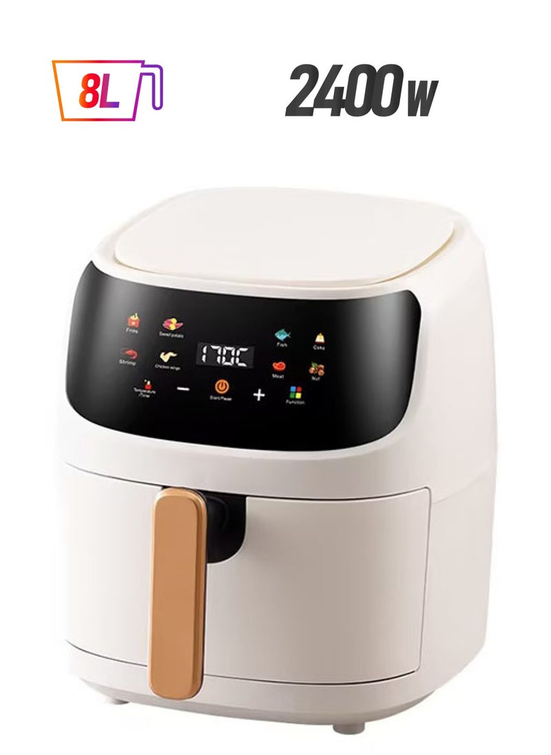 Arabest - 8L Visual Air Fryer,Healthy Cooking,Intelligent Control Panel,2400W High Power,Cooking French Fries/Cakes,For Family Gatherings/Hotel Restaurants(White) - Image 1