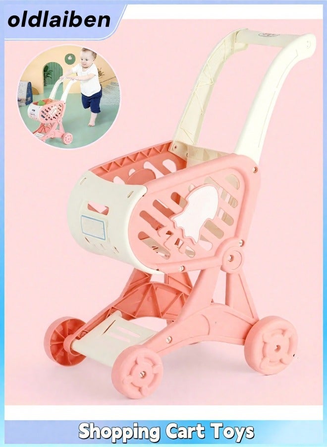oldlaiben Shopping Cart Toys, Baby Cart Toys, Supermarket Shop Grocery Pretend Toy, Children's Play House Simulation Sets（Pink）  - Image 1