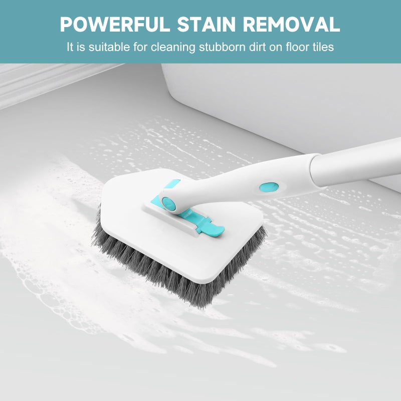 nacena Shower Scrubber with Long Handle, 3 in 1 Tile Tub Scrubber Brush with 3 Detachable Cleaning Heads Adjustable Handle Shower Cleaner Brush for Bathroom, Kitchen, Toilet, Wall, Sink, Blue White - Image 5