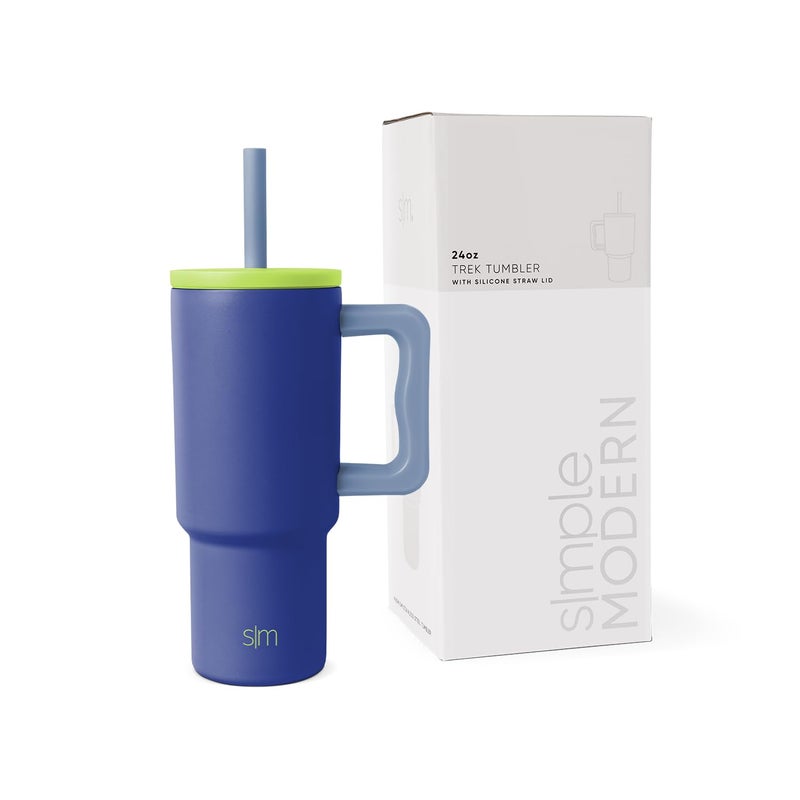 Simple Modern Kids 24 oz Tumbler with Handle and Silicone Straw Lid | Spill Proof and Leak Resistant | Reusable Stainless Steel Bottle | Gift for Kids Boys Girls | Trek Collection | Asteroid - Image 1