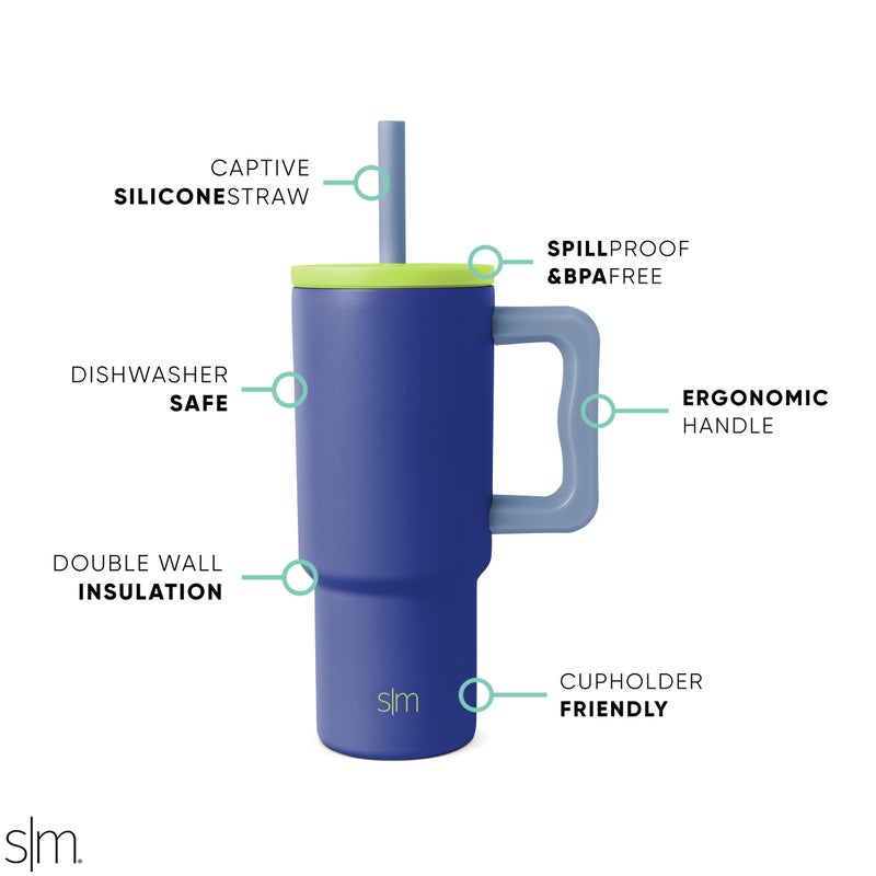 Simple Modern Kids 24 oz Tumbler with Handle and Silicone Straw Lid | Spill Proof and Leak Resistant | Reusable Stainless Steel Bottle | Gift for Kids Boys Girls | Trek Collection | Asteroid - Image 3