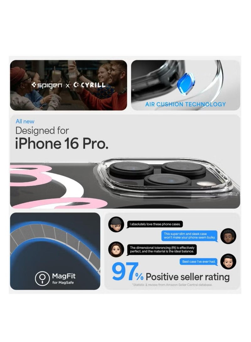 سبايجن غطاء Ultra Hybrid MagFit لهاتف iPhone 16 Pro مع MagSafe (2024) قلوب باللون الأسود والوردي - Image 2