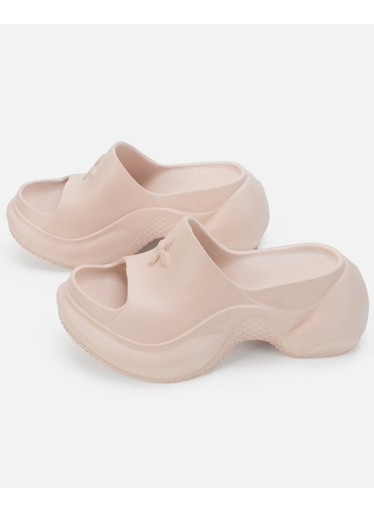 Loquat Pillow Slippers Thick Sole Wedge Non Slip Fish Mouth Outdoor Beach Slippers Apricot  - Image 4