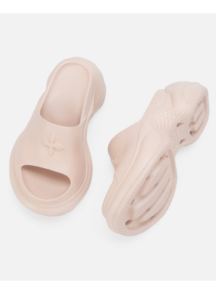 Loquat Pillow Slippers Thick Sole Wedge Non Slip Fish Mouth Outdoor Beach Slippers Apricot  - Image 3