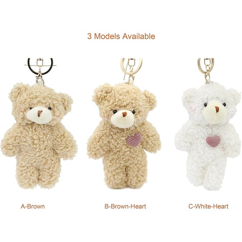 Miokkley Cute Teddy Bear Keychain for Backpack, 5 Inch Bear Plush Keychain with Purple Heart Bag Charms for Women Girls - Image 5