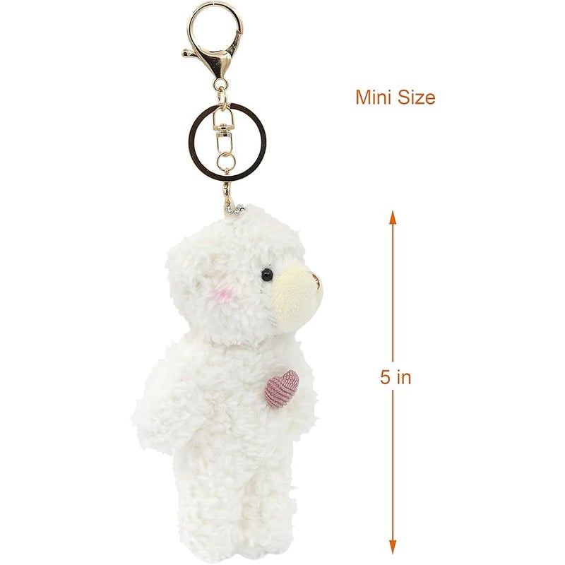 Miokkley Cute Teddy Bear Keychain for Backpack, 5 Inch Bear Plush Keychain with Purple Heart Bag Charms for Women Girls - Image 3