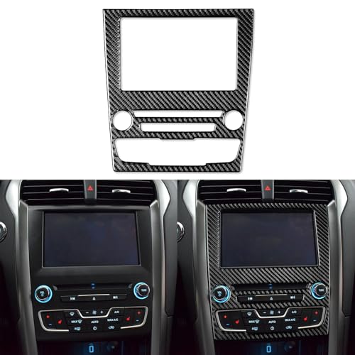 PJFUS Real Bright Soft Carbon Fiber Car Dash Central Navigation Screen Control Panel ​​Sticker Compatible with Ford Mondeo/Fusion 2013 2014 2015 2016 2017 2018 2019 Auto Interior Accessories Black - Image 1