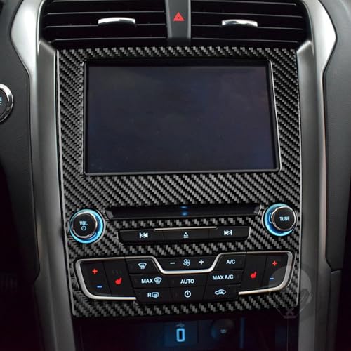 PJFUS Real Bright Soft Carbon Fiber Car Dash Central Navigation Screen Control Panel ​​Sticker Compatible with Ford Mondeo/Fusion 2013 2014 2015 2016 2017 2018 2019 Auto Interior Accessories Black - Image 4