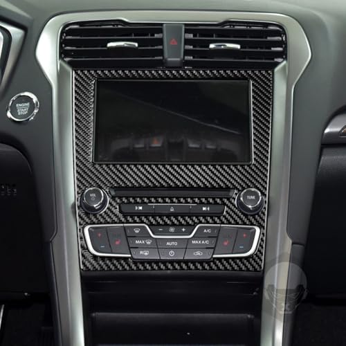 PJFUS Real Bright Soft Carbon Fiber Car Dash Central Navigation Screen Control Panel ​​Sticker Compatible with Ford Mondeo/Fusion 2013 2014 2015 2016 2017 2018 2019 Auto Interior Accessories Black - Image 3