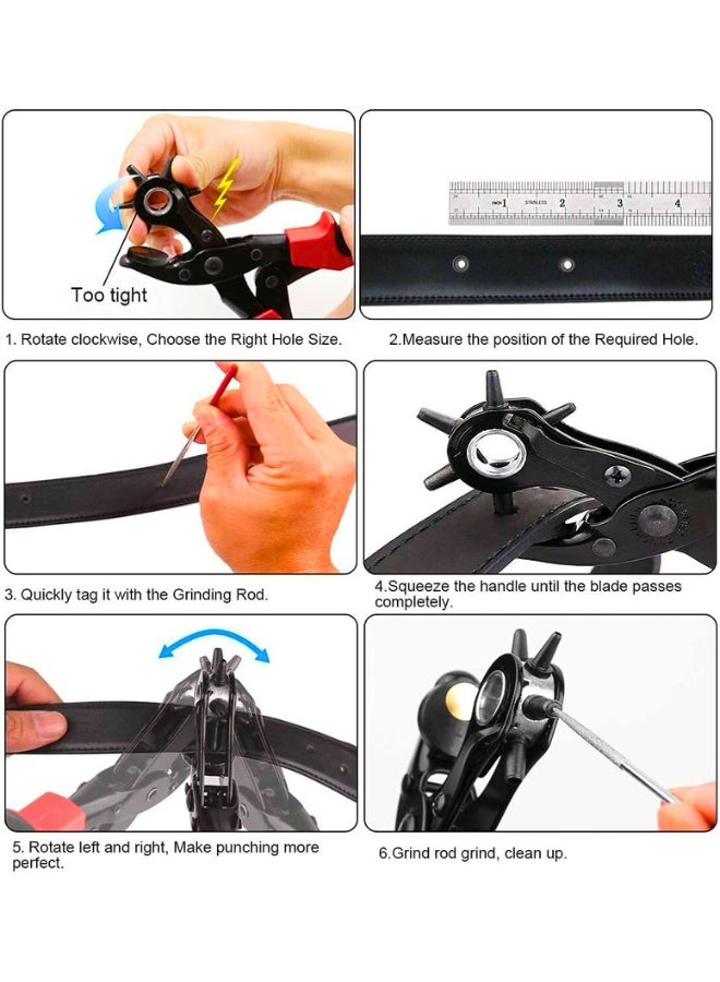 Puncher Tool Drift Punches Leather Hole Punch for Belt, Watch Bands, Saddles, Straps and More, Professional Leather & Fabric Hole Puncher for Crafts & DIY, Belt Hole Puncher, Punch Plier - Image 3
