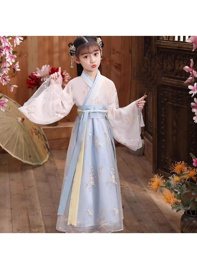 LiangSanZhi Girl's Ancient Chinese Hanfu  High-Waisted Fairy Dress Traditional Costume for Kids, Princess & Maiden Role Play, Stage Performance - Image 4
