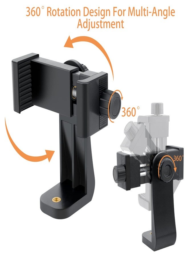 Petutu 2 Pack Tripod Phone Mount, Cell Phone Holder Mount Head Standard Screw Adapter, Rotates Vertical and Horizontal, Adjustable Clamp, Compatible for Most Cellphones - Image 3