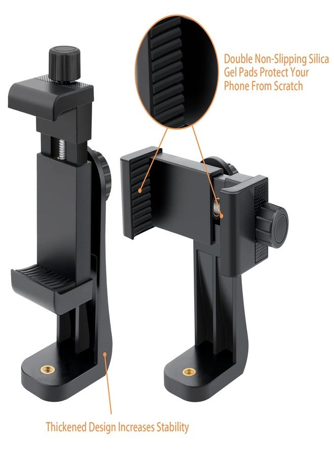 Petutu 2 Pack Tripod Phone Mount, Cell Phone Holder Mount Head Standard Screw Adapter, Rotates Vertical and Horizontal, Adjustable Clamp, Compatible for Most Cellphones - Image 4