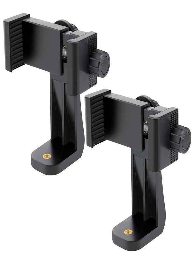 Petutu 2 Pack Tripod Phone Mount, Cell Phone Holder Mount Head Standard Screw Adapter, Rotates Vertical and Horizontal, Adjustable Clamp, Compatible for Most Cellphones - Image 1