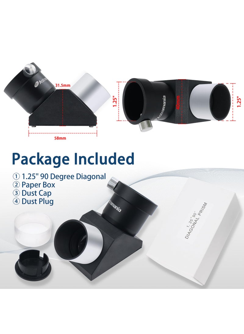 Astromania Astromania 1.25" 90-Degree Erecting Prism Optical Prism Inside Rather Than a Mirror which Makes Your Image Clear and Sharp  - Image 2